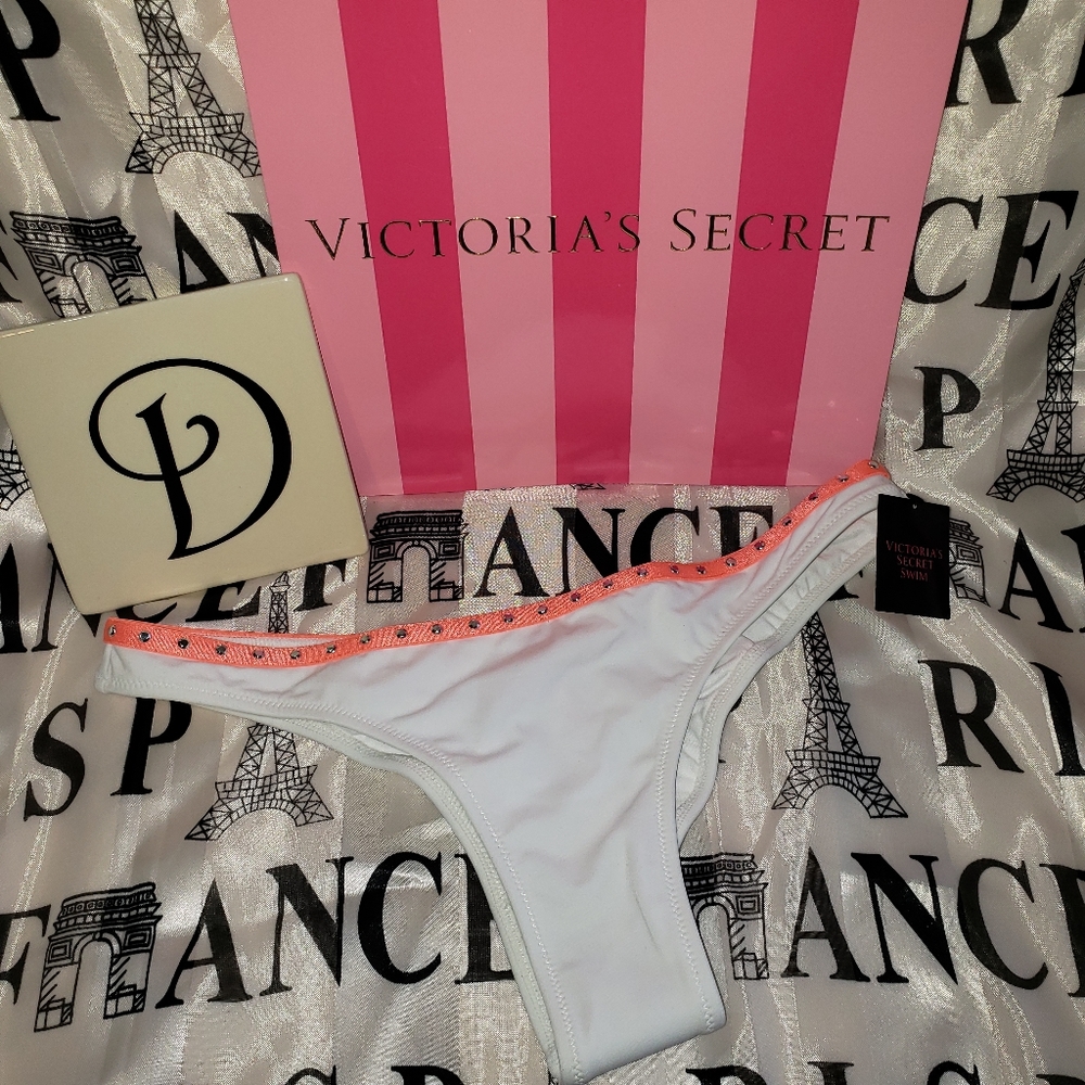 Victoria's Secret Swimwear Bottom Brazilian Hi-Rise Studded Cheeky NWT